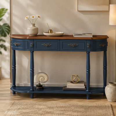 Console rétro en bois courbé, canapé demi-lune circulaire de 52 pouces