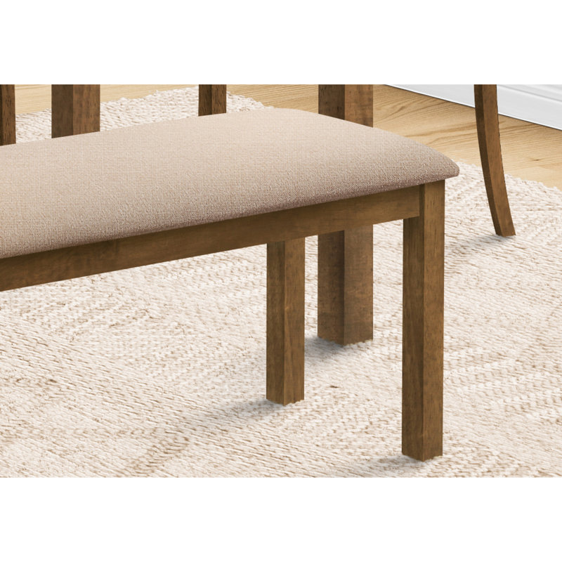 Banc rembourré brun et beige rectangulaire de 42 po pour un repas décontracté brun transitionnel, utilisation