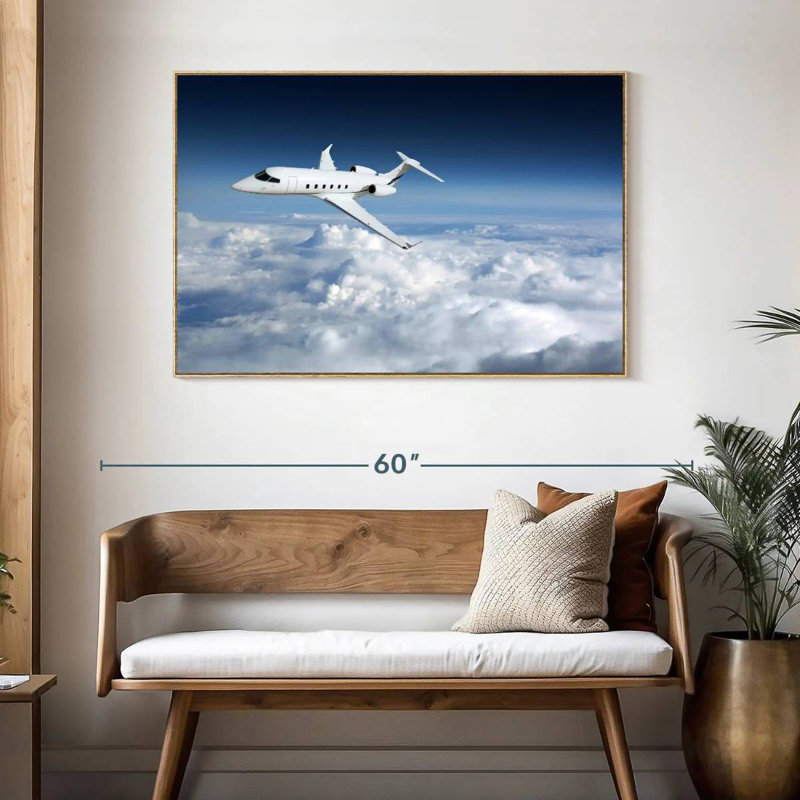 Avion d'affaires à haute altitude, Cadre flottant en bois naturel, 46 po x 31 po