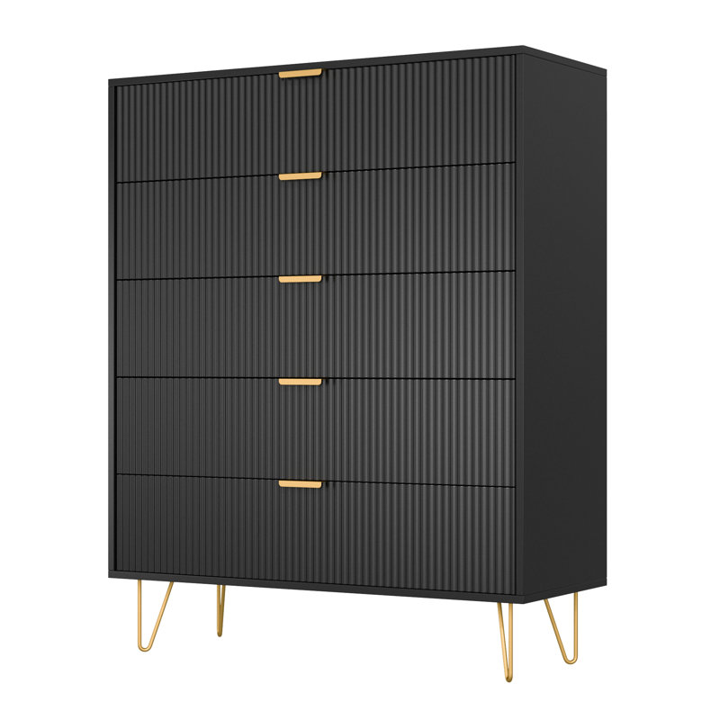 Scaggs 31.50'' W 5 - Drawer Dresser, Black