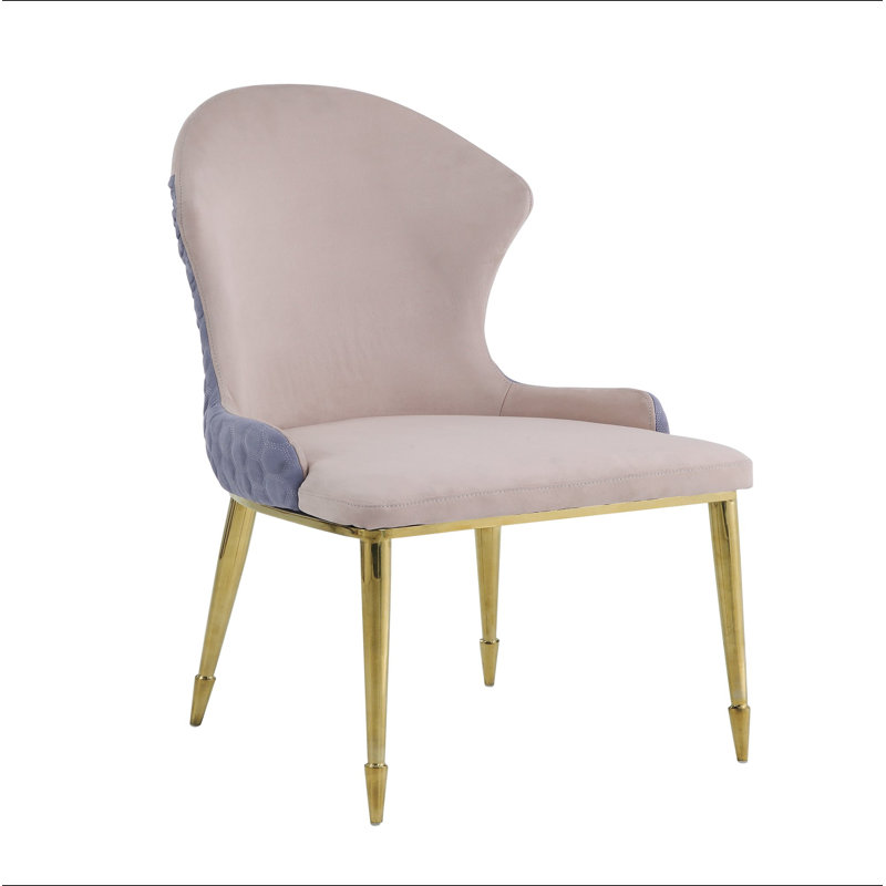 Ensemble de 2 chaises d'appoint en tissu et finition dorée