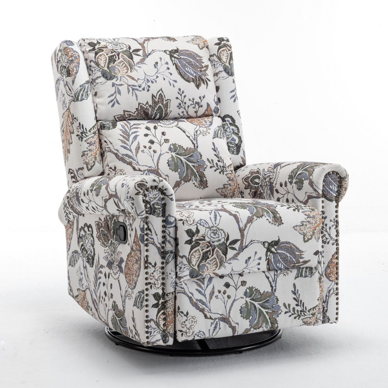 Quantico 92cm Wide Swivel Wing Chair Recliner, Green