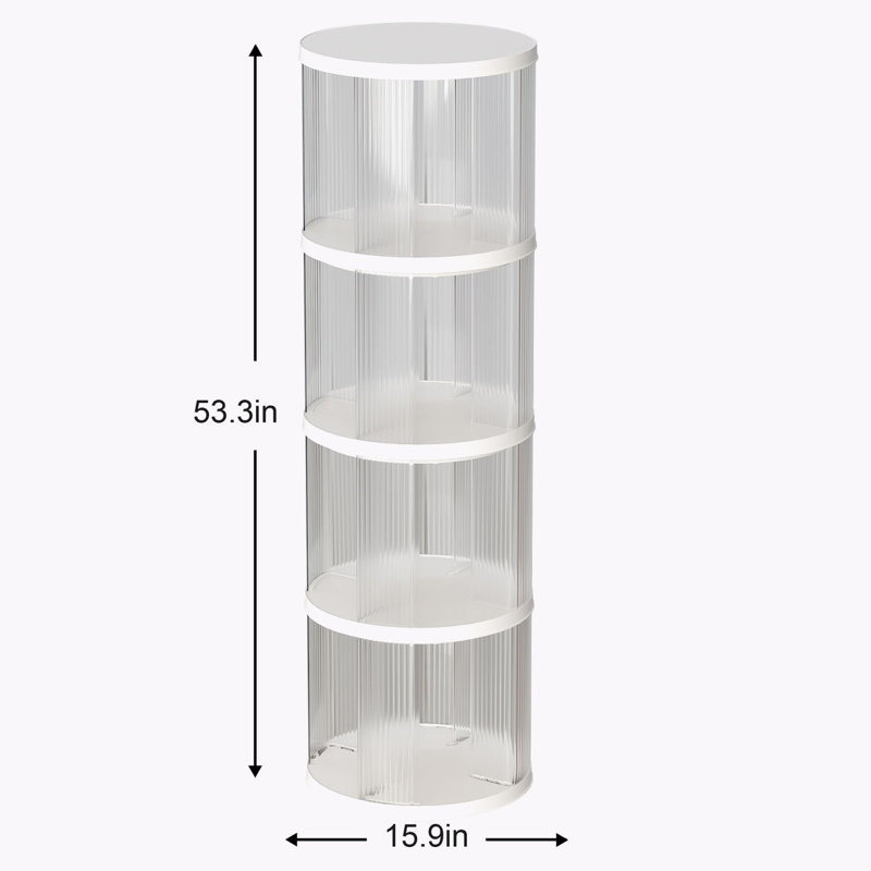 Bibliothèque rotative à 360°, (3 tablettes) H 40,35 po x l 15,94 po x P 15,94 po, Blanc, crème