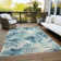 Machine Washable Indoor/Outdoor Xhevrie Teal Rug