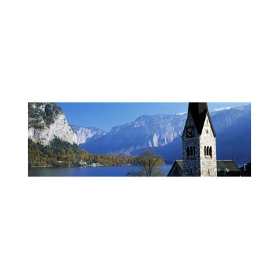 Church At The Lakeside, Hallstatt, Salzkammergut, Austria - Wrapped Canvas Panoramic Print