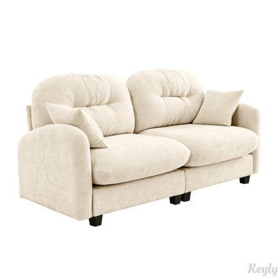 74" Chenille Fabric Tufted Cushion Backrest Design Loveseat, High-Density Foam Easy Install