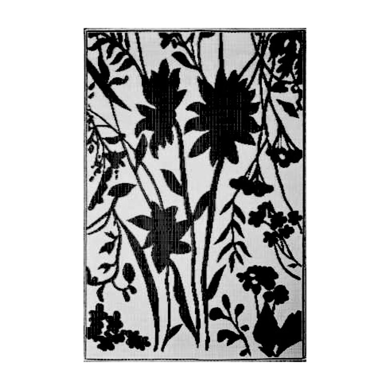 5' X 8' Bellingrath Outdoor Mat, Black & White, Rectangle 5' x 8'