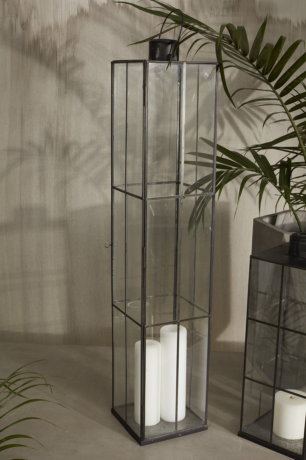 Metal Lantern Candle Holder, 42" H x 8" W x 8" D