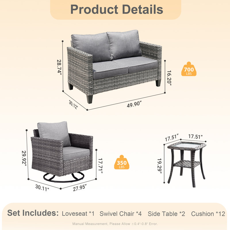 Outdoor Furniture 7-piece Set, Dark Gray