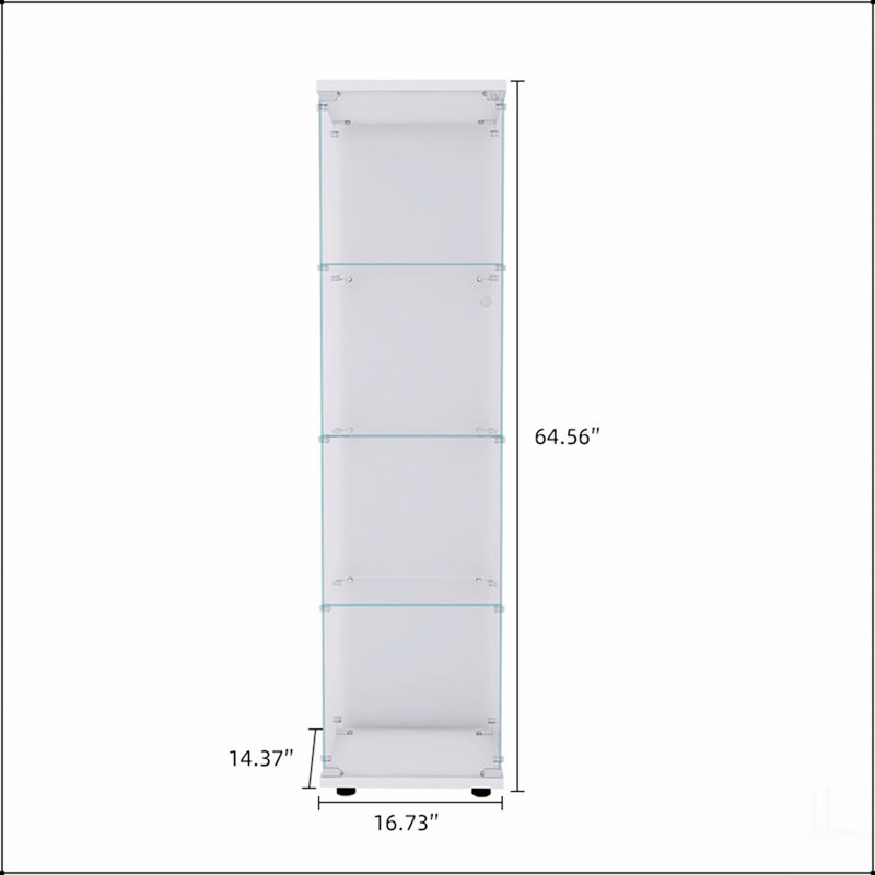 4 Shelves Glass Cabinet Glass Display Cabinet with One Door