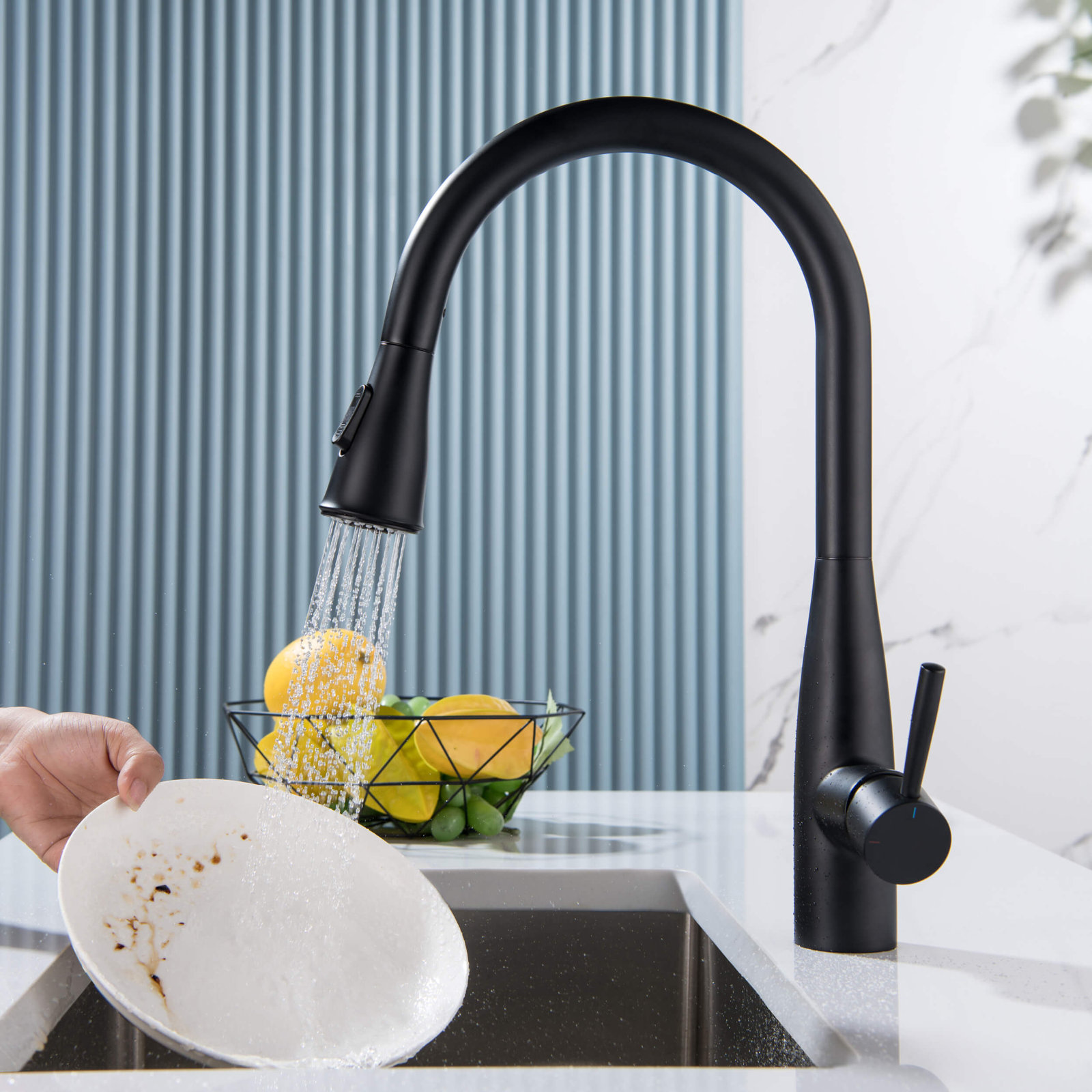 Bari-T Pull-Down Faucet with Accessories, Matte Black