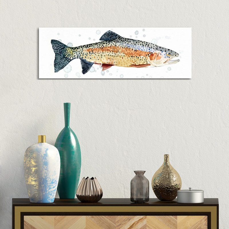 Watercolor Rainbow Trout I by Emma Caroline - Wrapped Canvas Panoramic Gallery-Wrapped Canvas Giclée, 30.48cm H x 91.44cm W
