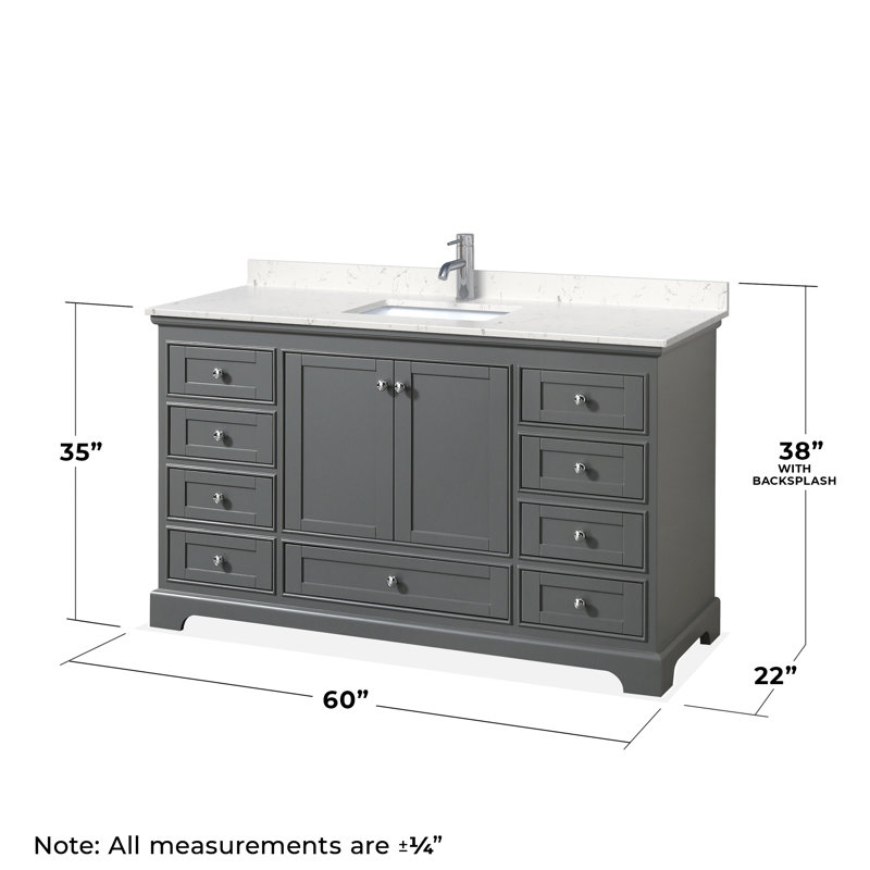 Ensemble de meuble-lavabo simple 60 "avec miroir Deborah, Gris foncé / chrome poli, Marbre de culture de Carrare