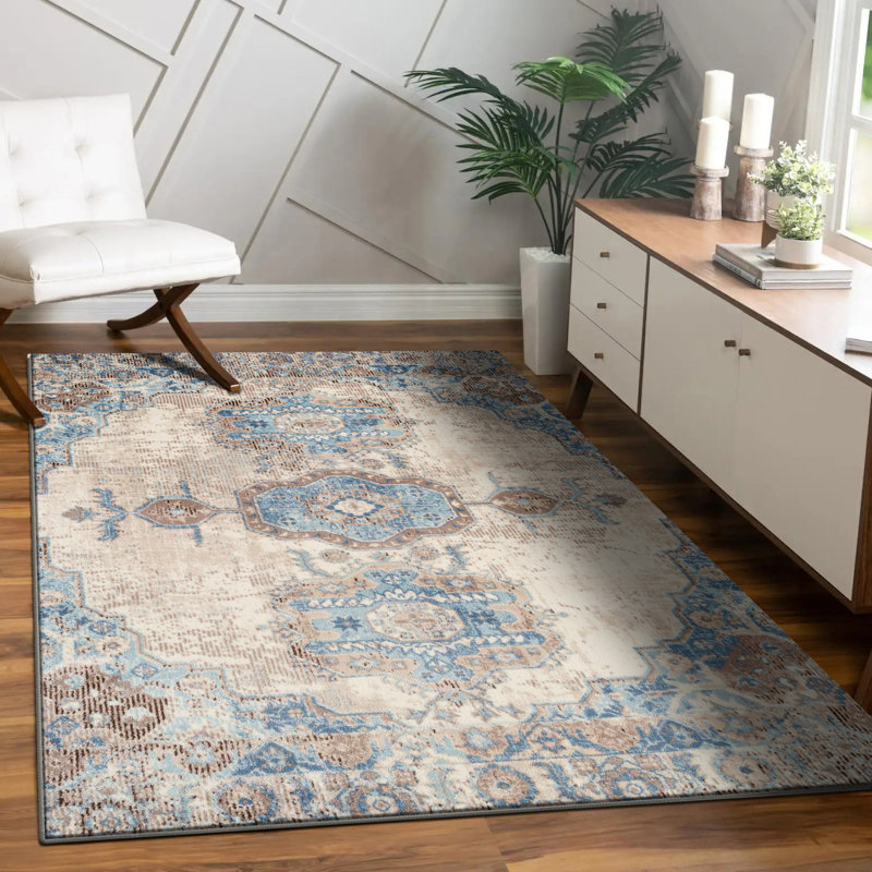 Tapis oriental ivoire, Rectangle 5 pi x 7 pi