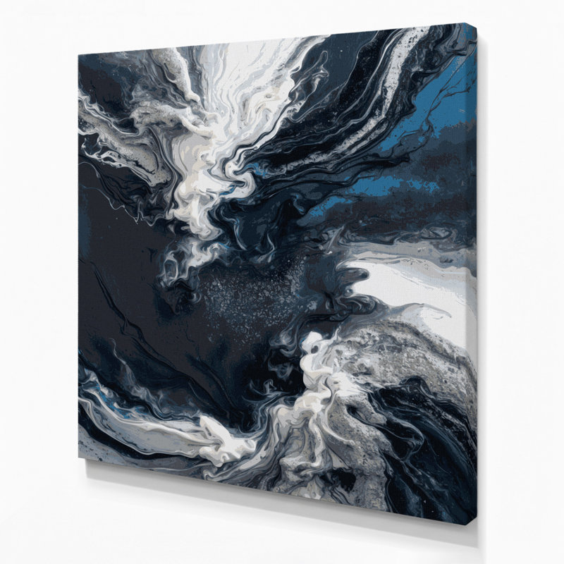 Abstrait art fluide sur toile grise 18, H 16 po x l 16 po