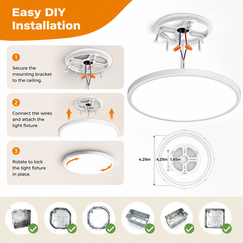 12in Round LED Ceiling Light, Ultra-Thin Dimmable 3000-6500K, Smart Control Flush Mount Fixture