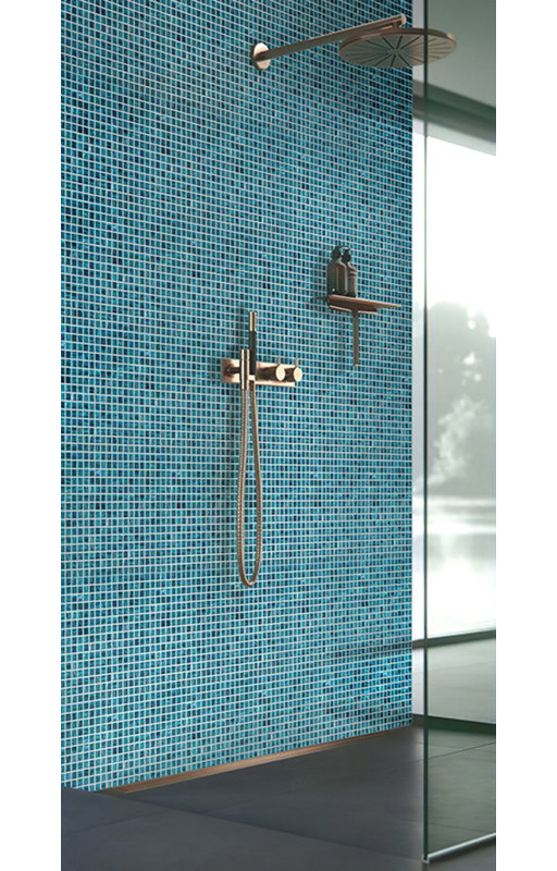 Celestial 0.8" x 0.8" Glass Grid Mosaic Wall & Floor Tile, Bright Cerulean Blue