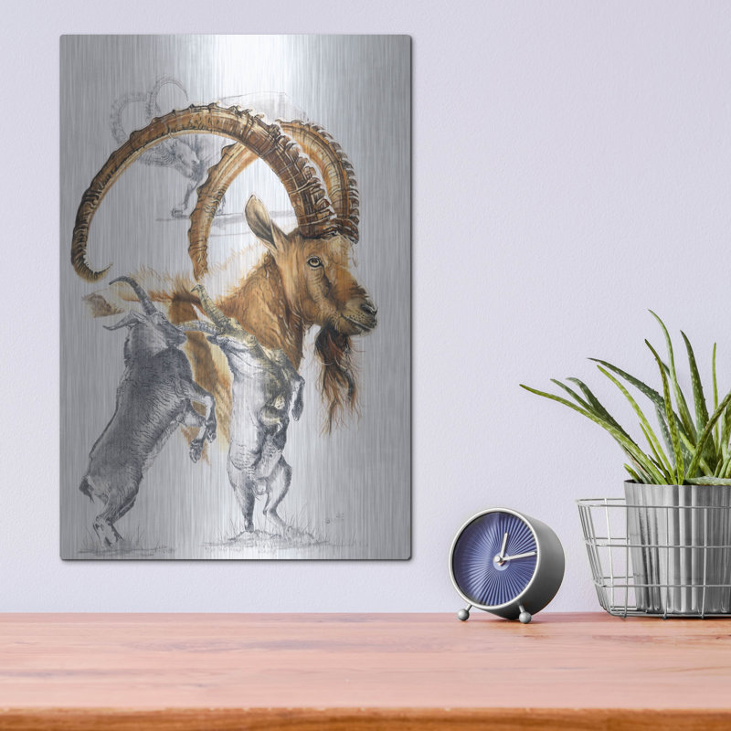 «Ibex» par Barbara Keith, art mural en métal, H 16 po x l 12 po