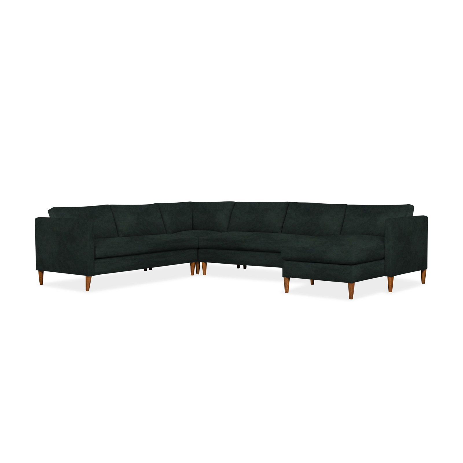 Clifford 4-Piece Upholstered Custom Sectional, Right Hand Facing, Bella Hunter Performance Velvet