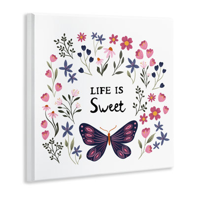 «Life Is Sweet Floral Butterfly», plaque murale par JJ Design House LLC
