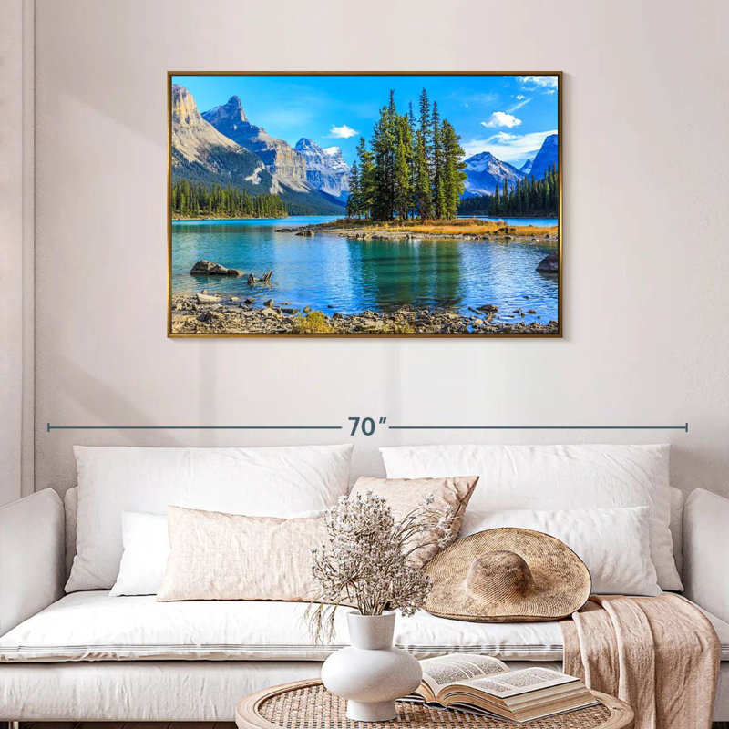 Lac Maligne, Cadre flottant doré, 43 po x 29 po