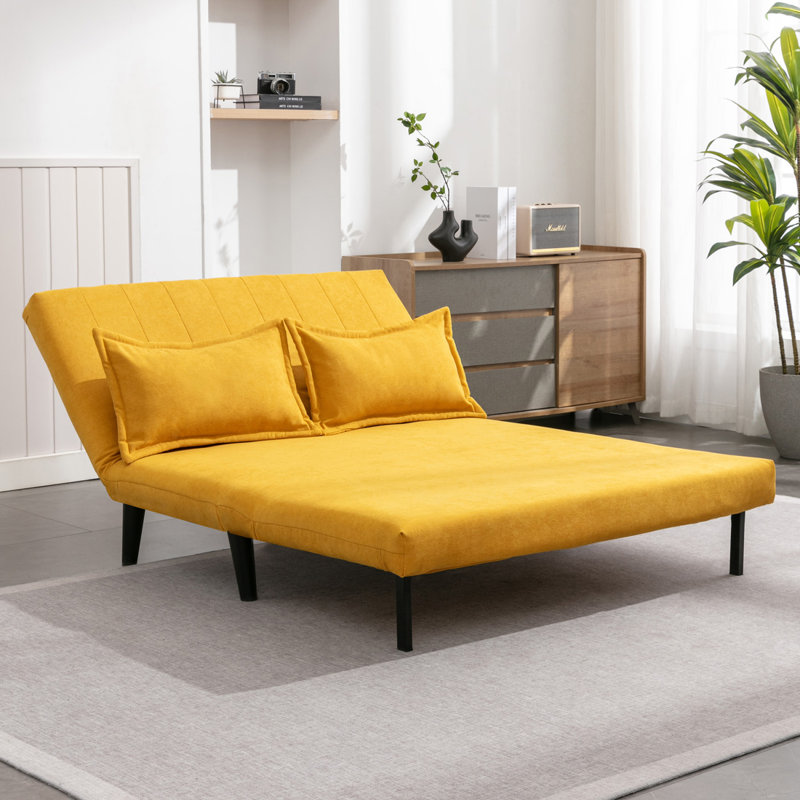 Nari 125.5Cm Linen Armless Sofa Bed, Mustard