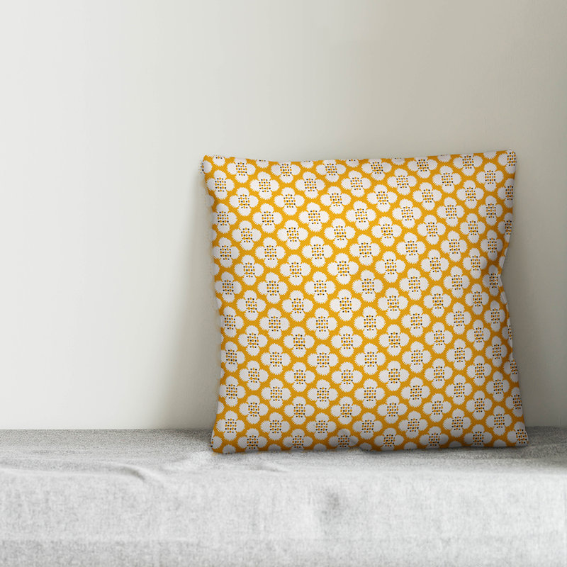 Coussin Floral, 18 po x 18 po, Extérieur, Jaune
