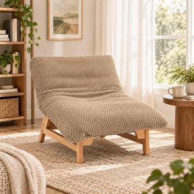 Oversized Corduroy Reading  Chair with Rubberwood Frame
