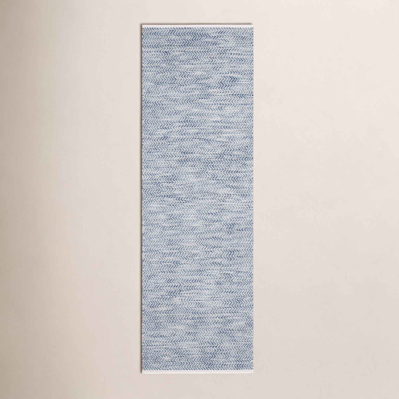 Coastal Blue Chevron Hand-Woven Outdoor Rug, Runner 2'6" x 8'