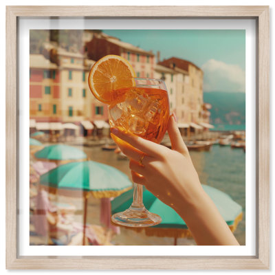 «Cheers to the Italian Coast», art italien rétro par Notoriart, cadre blanc, 30 x 30