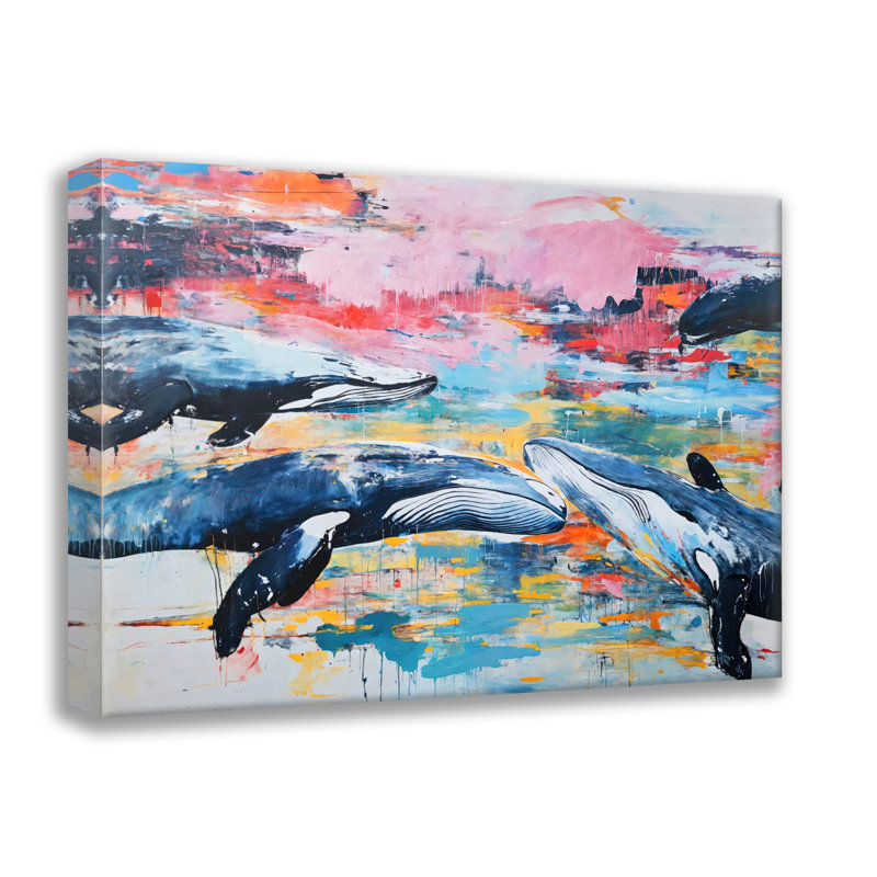 Whales-6, estampe numérique sur toile tendue avec châssis, H 15 po x l 18 po