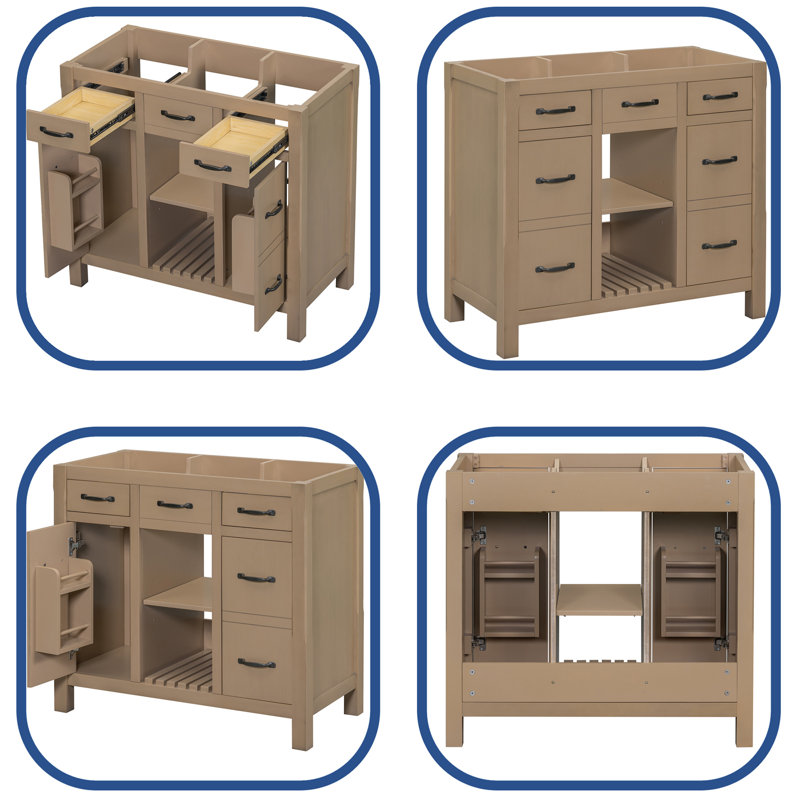 Base de meuble-lavabo simple 35,5 po seulement, Gris