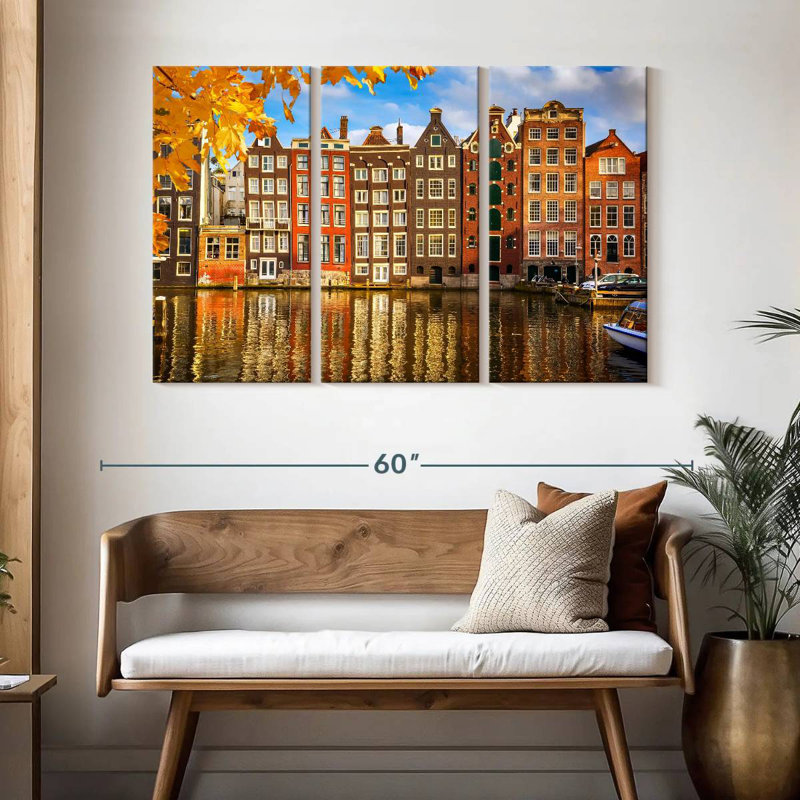 Bâtiments de Sireci au canal Amsterdam, H 32 po x l 50 po