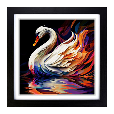 Swan Abstract Art - Framed Print