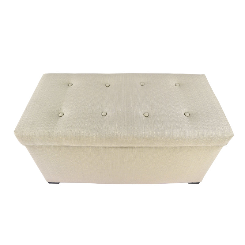 Banc de rangement rembourré Raburn, Beige