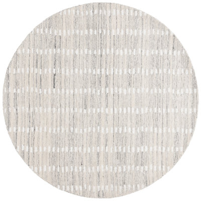 Valirie Abstract Hand Tufted Wool/Chenil/Cotton Abstract Rug in Silver/Ivory