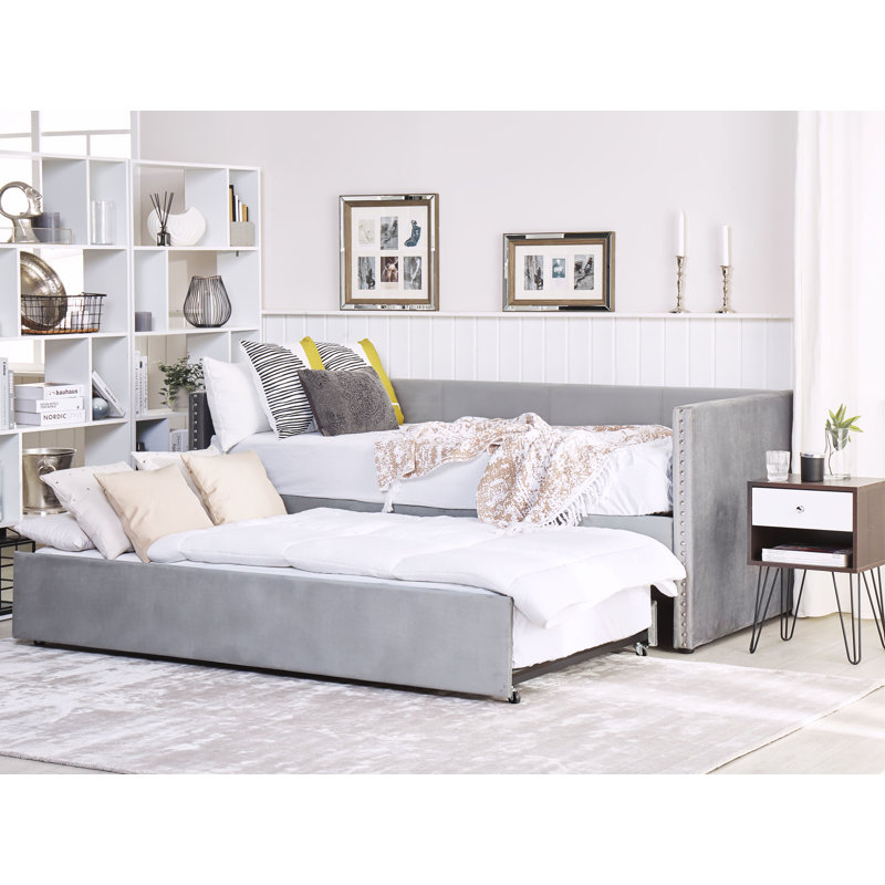 Baskin Upholstered Bed, European Single (90 x 200cm), Light Grey