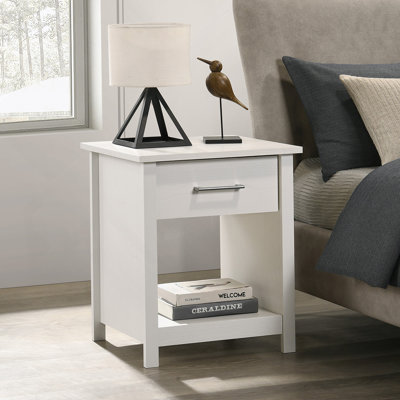 1-Drawer Nightstand, Bedside Table With Open Shelf
