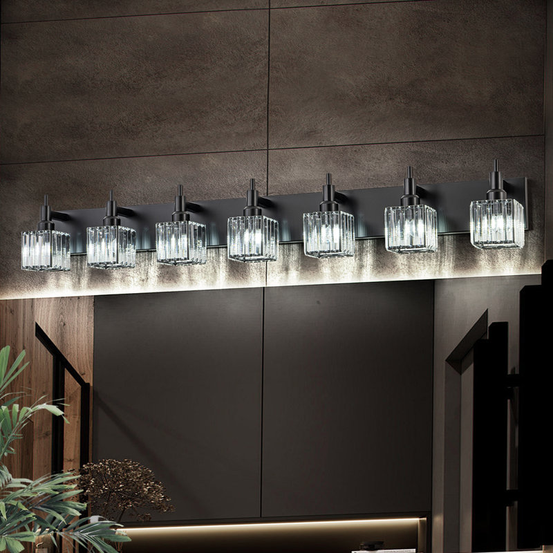 Éclairage pour meuble-lavabo à intensité variable Taevion, Noir, 7 lumières