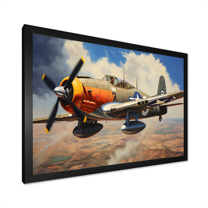 «P51B Plane Skyline II», reproduction sur toile, H 30 po x l 40 po x P 1,5 po, Cadre photo noir