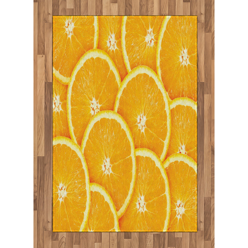 Orange High Density Long Fiber Poly Threads Decorative Area Rug Carpet, Rectangle 4' x 5'8"