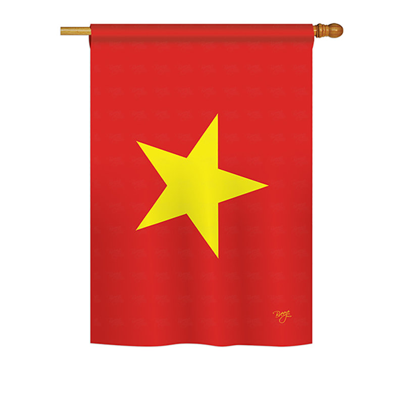 Drapeau de maison en polyester à 2 côtés vietnam, H 40 po x l 28 po