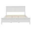 Grand lit plateforme moderne en bois massif avec tête de lit élégante à lattes, fabrication robuste et compatibilité pour un sommeil confortable