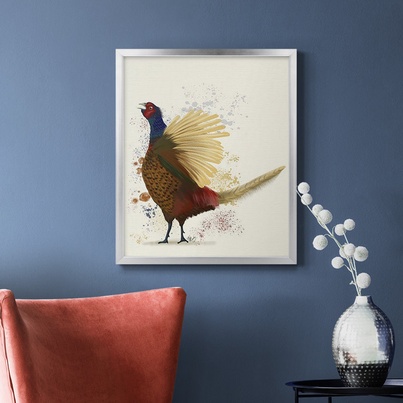 Toile encadrée de qualité supérieure Pheasant Splash 8 - prête à être accrochée, Argent, H 24 po x l 20 po
