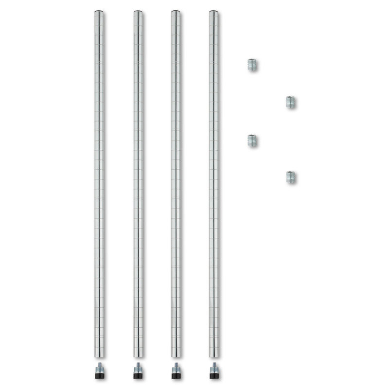36" Silver Stackable Wire Shelving Posts with Levelers