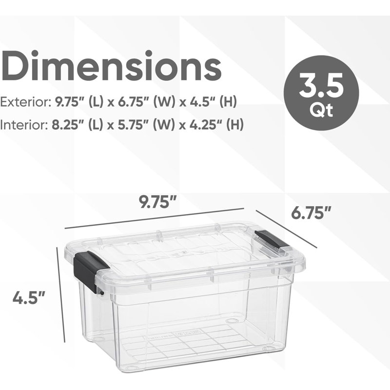 Ensemble de 3 bacs de rangement transparents Latitude Run® avec couvercles en plastique pour la maison, 3,4 pte