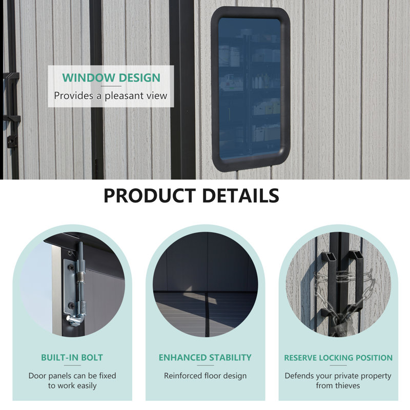 8 FT.W x 8 FT.D Resin Outdoor Storage Shed with Floor, Large Tool Sheds, with Assembly Video