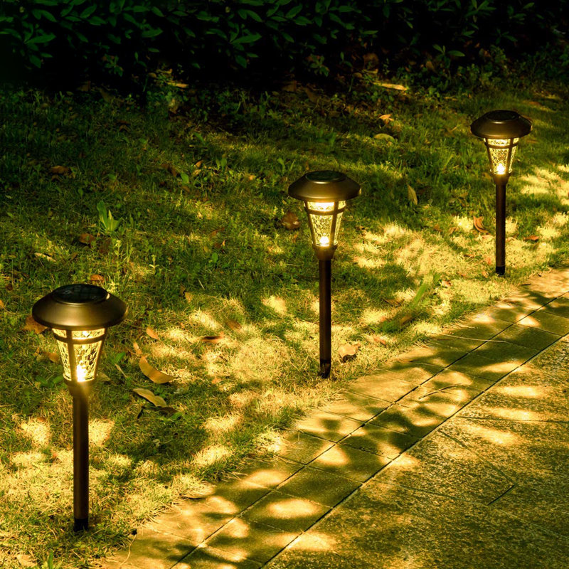Bronze Solar Powered LED Metal Pathway Light Set with Glass Lens