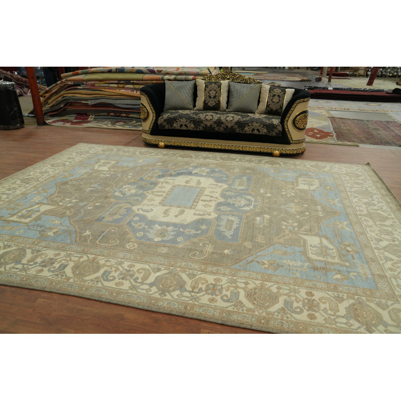 Tapis géométrique en laine Oushak