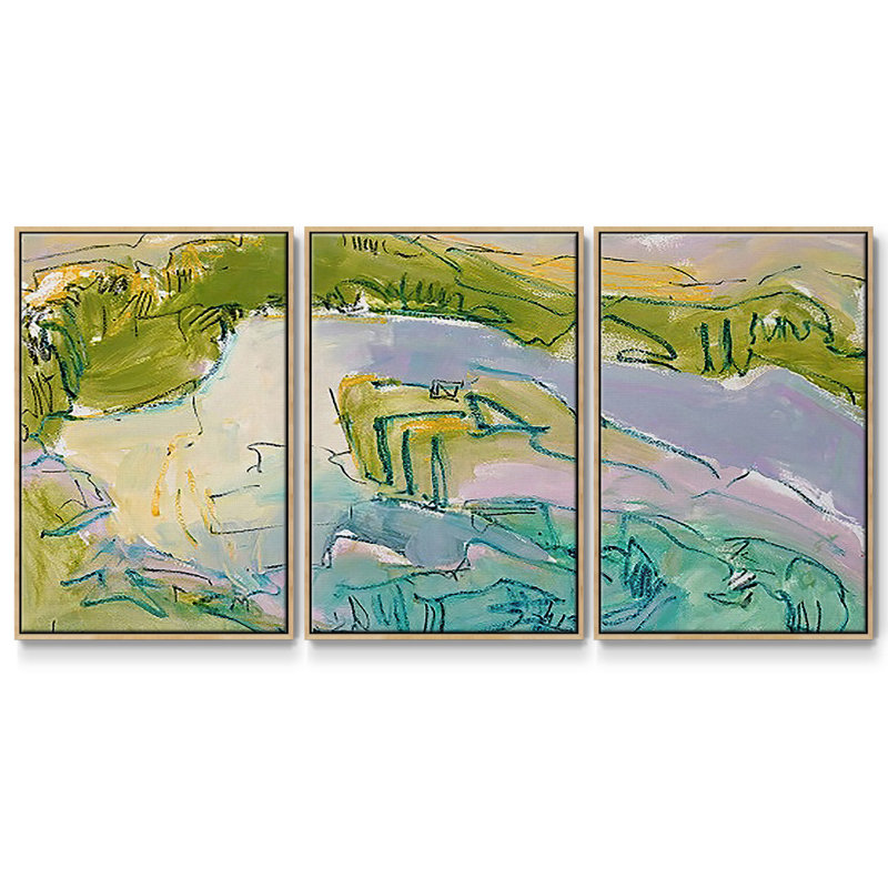 «Treasured Island», reproduction sur toile flottante 3 pièces, H 40 po x l 78 po x P 2 po, Naturel